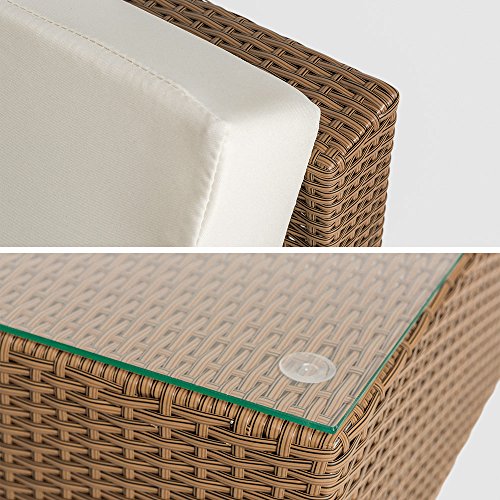 TecTake Hochwertige Aluminium Luxus Lounge mit 2 Bezugssets Poly-Rattan Sitzgruppe Sofa Rattanmöbel Gartenmöbel mit Edelstahlschrauben - diverse Farben - (Braun)
