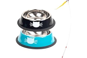 Sgehai 2 Pezzi Ciotole per Gatti e Cani + Giocattolo per Gatti