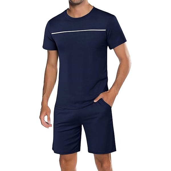 Pigiama Uomo Estivo Corto In Cotone - Set 2 Pezzi Con Tasche E Coulisse Regolabile (S-XXL)