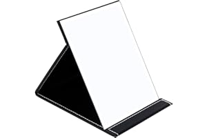 DUcare Leather Craft Makeup Mirror Free Standing Super HD Large Compact Mirror 6 * 8 inch - Black