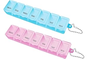 KARJIAJA 2 PCS Weekly Pill Organizer 7 Day Pill Box Organizer Medicine Box Tablet Dispenser Organiser Storage Case Portable Travel Pill Box Travel Medicine Organizer for Medication