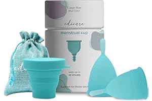 ‎EDICARE Edicare, Menstruationstasse, Menstrual Cup, Enthält zwei Tassen, 1 Sterilisator und 1 Tragetasche, Medizinisches Silikon, Weich, 100% Sicher (Original Edition, L)