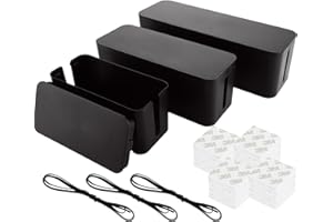 ZOFUN 3 Stück Kabelbox Kabelmanagement Box, 3-Size-Kabel-Hider-Box Kabel-Organizer-Box, Kabelkasten zum Verstauen von Steckdosenleisten Ladeadaptern Kabel Verstecken Schutz Sicherheit (schwarz)