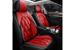 maipula Front and Back Seat Covers 5 Pieces For Audi TT Leather Cushion Protector Waterproof Vehicle Covers,(Color:black red)