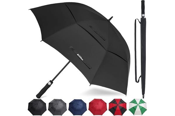 ACEIken Parapluie de golf coupe-vent grand format 157/172 cm, double auvent ventilé, ouverture automatique, extra large, protection solaire, ultra résistant à la pluie et au vent