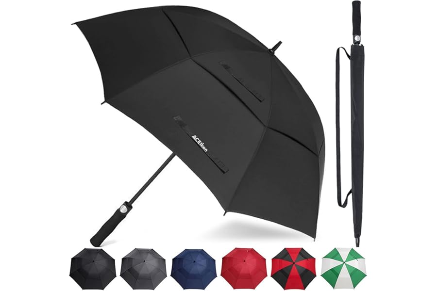 ACEIken Golf Umbrella Windproof Large 62/68 Inch, Double Canopy Vented, Automatic Open, Extra Large Oversized,Sun Protection Ultra Rain & Wind Resistant Stick Umbrellas