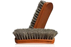 YUET Double Shoe Brush, 2pcs Premium Horsehair Shine Polish Brushes Horse Hair Bristles Brush for Boots, Shoes, Car Seats, Sofas, Bags (2 Pcs)