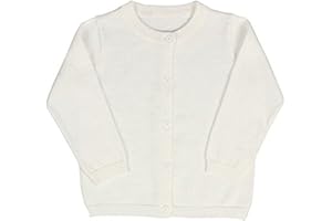 FAIRYRAIN Little Girls Cute Crew Neck Button-Down Solid Fine Knit Cardigan Sweaters