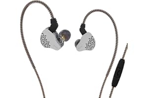 KINBOOFI Auriculares de Cable kbear Rosefinch, Auriculares de reducción de Ruido con Panel de aleación de Zinc, con Cable OFC de 4 núcleos, para guitarristas Cantantes (Negro, con micrófono)