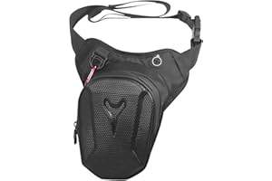 WANDGU Marsupio da moto da uomo e donna: marsupio da gamba e marsupio 2 in 1, custodia rigida impermeabile, marsupio da gamba con cintura regolabile per moto, equitazione, escursionismo, nero, Nero ,