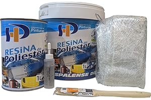 Onlissa Kit de Resina de Poliéster 1Kg + Fibra de Vidrio