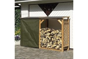 PROMEX Promadino Kaminholzregal Speyer mit Wetterschutz, honigbraun