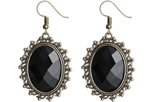 Clataly Gothic Black Sexy Lace Necklaces Tassel Collar Choker Halloween Party Accessories for Women Girls (Black earrings)