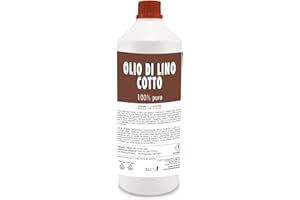 EKO "MADE IN ITALY" Olio di Lino Cotto Puro, lt 1 per Mobili in Legno e Restauro