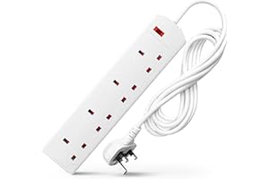 DESIRETECH White Electric Extension Lead - 4 Gang, 2 Metre Cable with UK Plug & 3 Pin Socket - Wall Mountable & Multi Socket Mains Strip for Home, Bedroom, Kitchen, & Office (2 Pack)