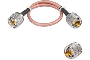 ‎VECYS Vecys PL 259 Kabel UHF Męski PL-259 na UHF Męski PL-259 Kabel Koncentryczny o Niskich Stratach Kabel Połączeniowy RG400 12"/30CM do Walkie Talkie CB Radio SWR Miernik Analizator Antenowy