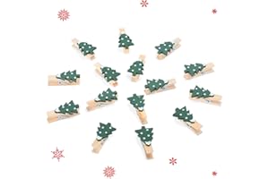 KATELUO 50 Stück wäscheklammern weihnachten,holzklammern,dekoklammern weihnachten,zierklammern für fotos, Geeignet für Weihnachtsclipdekoration, Fotogeschenk, Kartendesign, Sammelalbum