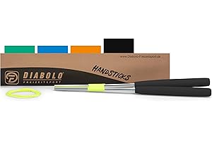 DIABOLO FREIZEITSPORT Baguettes Diabolo (32 cm) en aluminium avec cordon de rechange (160 cm) et poignée en caoutchouc mousse (noir) - Qualité professionnelle pour tous les modèles et marques