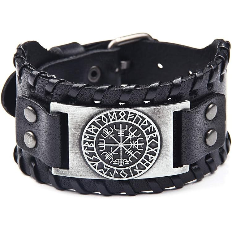 Norse Viking Runic Bear Paw Leather Bracelet With Metal Amulet - Adjustable Braided Cuff For Men & Women - Silver, Bronze, Or Red Copper - View #2