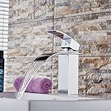 Wasserfall Wasserhahn f. Waschbecken Armatur Chrom Glas, auch f