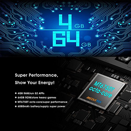 OUKITEL K6000 PLUS 2017 Android 7.0 4G-LTE Dual Sim Smartphone ohne Vertrag (5,5 Zoll FHD Bildschirm, 64GB ROM+ 4GB RAM, MTK6750T Octa Core 1.5GHz, 16MP+8MP Dualkamera, 6080mAh Quick Charge)