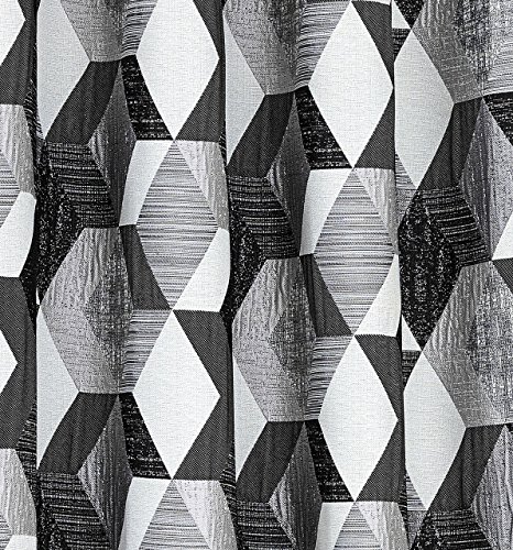 Onlyyou Geometrische Muster, Jacquard – Vorhänge für Schlafzimmer, Wohnzimmer, Kinderzimmer, Schwarz Weiss, Satz von 2 Stück, Jedes Stück 140cm Breite X 245cm Länge - 5