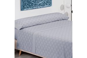 ZZ DON DESCANSO Don Descanso-Juego de Sábanas 3 Piezas GEA para Cama de 150cm. Set de sábanas (1xBajera, 1xEncimera y 1xFunda de Almohada) con Tejido Polycotton Suave y Transpirable. Lavable 30º y Fácil Planchado