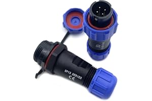 BAYZCONN Connecteur Prise d'aviation SP13 Prise mâle à 4 Broches et Prise Femelle Connecteur de câble IP68 Connecteur Circulaire étanche à 4 Broches Type en Ligne Prise d'aviation 200 V 5 A