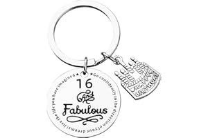 Yafe Inspirational Keyring Keychain, 16th Birthday Gifts Happy Birthday Keyring Gifts for Girls Sister Daughter Son Niece Granddaughter