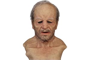 EAGSTRIKY Máscara de anciano Látex realista Máscara de anciano aterrador Cabeza completa Máscara humana Fiesta Cosplay Máscara de Halloween realista para adultos Máscara de disfraz divertido