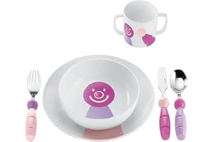 Fratelli Guzzini Bimbi Set Posto Tavola Bimba Billo, ABS/Mel 304 18/10, Stainless Steel AISI 410 (Knife), Multicolore, 0.02x39x7 cm, 6 unità