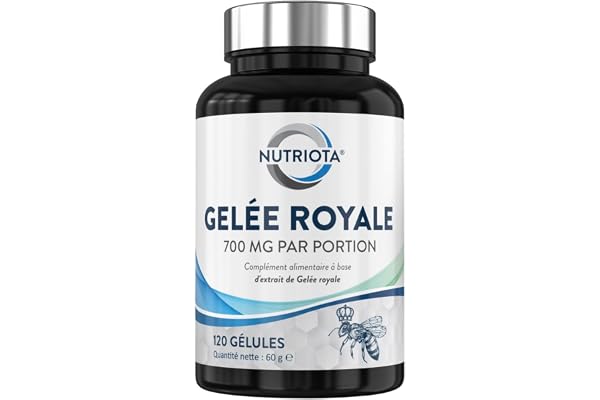 Nutriota - Gelée Royale 350 mg | 120 gélules haute-concentration | La gelée royale contribue au fonctionnement optimal du système immunitaire | Permet d’augmenter l'énergie
