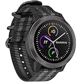 Fintie Armband kompatibel mit Garmin Vivoactive 3/Vivomove HR/Vivoactive 3 Music/Venu/Forerunner 245/645 Music - Nylon Uhrenarmband verstellbares Ersatzband mit Edelstahlschnallen, Schwarz/Grau