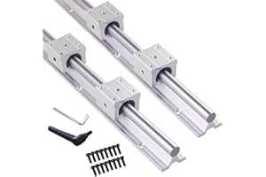 GooEquip Guía lineal SBR16 1500 mm, 2 rieles lineales y 4 bloques de rodamiento, longitud de 1500 mm, rieles lineales para máquinas y dispositivos automatizados (SBR16-1500)