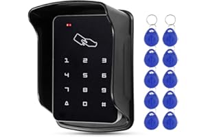 FTSTech 125KHz Clavier de Contrôle d'accès Numérique avec Couvercle Étanche Adapté à l'Extérieur pour le Système de Sécurité Domestique + 10 Touches Bleues (T22)