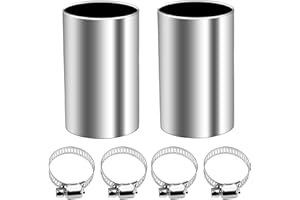 KLINNA 2 Stück Abgasrohr Standheizung Verbinder, Ø 24mm Edelstahl Rohrverbinder Stumpf mit 4 Klammern, 50mm Auspuff Verlängerungsrohr für Auto, LKW & Boot Heizungssysteme