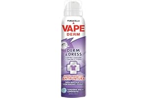 Vape Vape Spray Derm & Dress 100ml, Spray Repellente Zanzare e Altri Insetti, Applicabile anche solo sui Vestiti, Non Macchia i tessuti