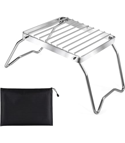 Grille De Barbecue En Acier Inoxydable Carrée - Support Feu De Camp Portable Pour Camping Et Pique-Nique