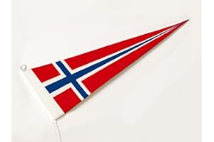 FLAGLY Premium Langwimpel Norwegen 115g/m² Stoffgewicht, robustes und witterungsbeständiges Glanzpolyester - Wimpel Norwegen, Fahnenmast Zubehör (150x40 cm)