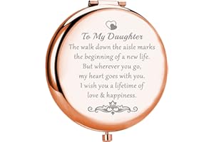 MYOSPARK Daughter Wedding Gift To My Daughter Compact Makeup Mirror Gift Daughter Wedding Day Keepsake Gift from Mom Dad (UK Daughter Mirror)