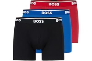 BOSS Hommes BoxerBr 3P Power Lot de Trois Boxers Longs en Coton Stretch avec Logos