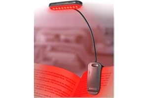 Lamptobe 670nm Red Light Book Light for Reading in Bed, Dimmable USB Rechargeable Clip On Red Night Light for Sleep,Eye Comfort, Adjustable Brightness,Portable Booklight with Memory Function
