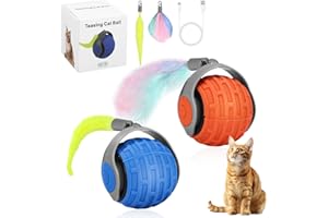 Birshe Bola de Juguete Interactivo para Gatos Eléctrica 360° con Luz LED Recargable Tipo-C para Ejercicio Animal Doméstico