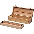 MEEDEN Medium Art Supply Storage Box - Multi-Function Solid Beech Wooden Chest/Art Tool Box with Lift Out Trays for Paint Brush, Pencil, Pastel, and More Art Supplies 14-1/5"W × 5-1/8"D × 4-1/3"H