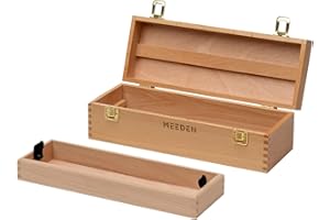MEEDEN Medium Art Supply Storage Box - Multi-Function Solid Beech Wood Artist Tool Box with Drawer(s) for Paint Brush, Pencil, Pastel, And More Art Supplies 14-5/8"W × 5-1/8"D × 5" H