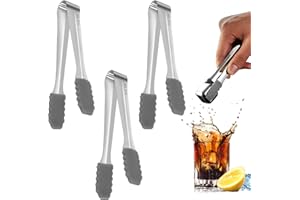TOLENRE 3 Pièces Pince à Glaçons, Pince Bonbon, Tête en Silicone, Inoxydable Pince, Pince de Service Pince Bonbon, Pince a Sucre Glace Mini, pour Glace, Sucre, Biscuit, Bar, Buffet, Grill Bar Cuisine et Plus
