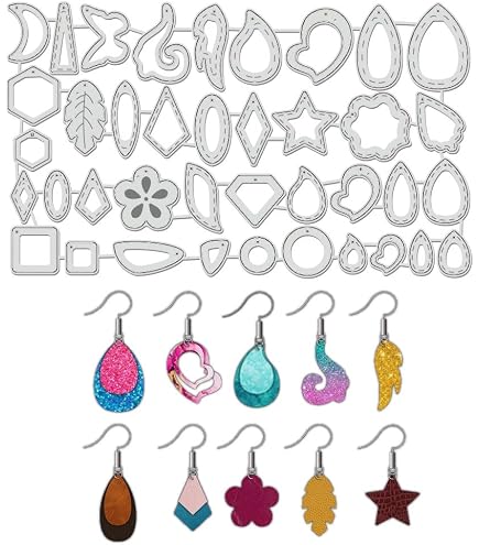 Kit 38 Matrices De Découpe Pour Boucles D'oreilles - Formes Géométriques, Cœur, Fleur, Larme - Acier Carbone