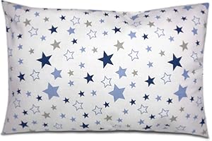 BALBINA Kinder Kopfkissenbezug Kissenhülle Baumwolle (Sterne Blau-Hellblau, 40x60 cm)