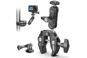 PICTRON Caméra trépied à Pince VIJIM, Bras Magique avec Crabe Super Pince et Double rotule 360° avec Filetage 1/4" & 3/8" pour Appareil Photo Reflex numérique Nikon/Gopro/Lampe vidéo/Ronin MX/Freefly MOVI