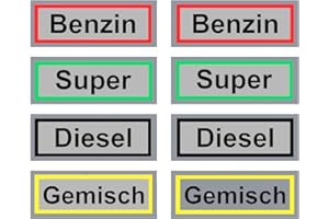 MsTeco 24 Adesivi Carburante, Etichette Carburante, Adesivi Tappo Serbatoio Carburante, Quattro Etichette Benzina, Diesel, Benzina Premium e Carburante Misto a due Tempi
